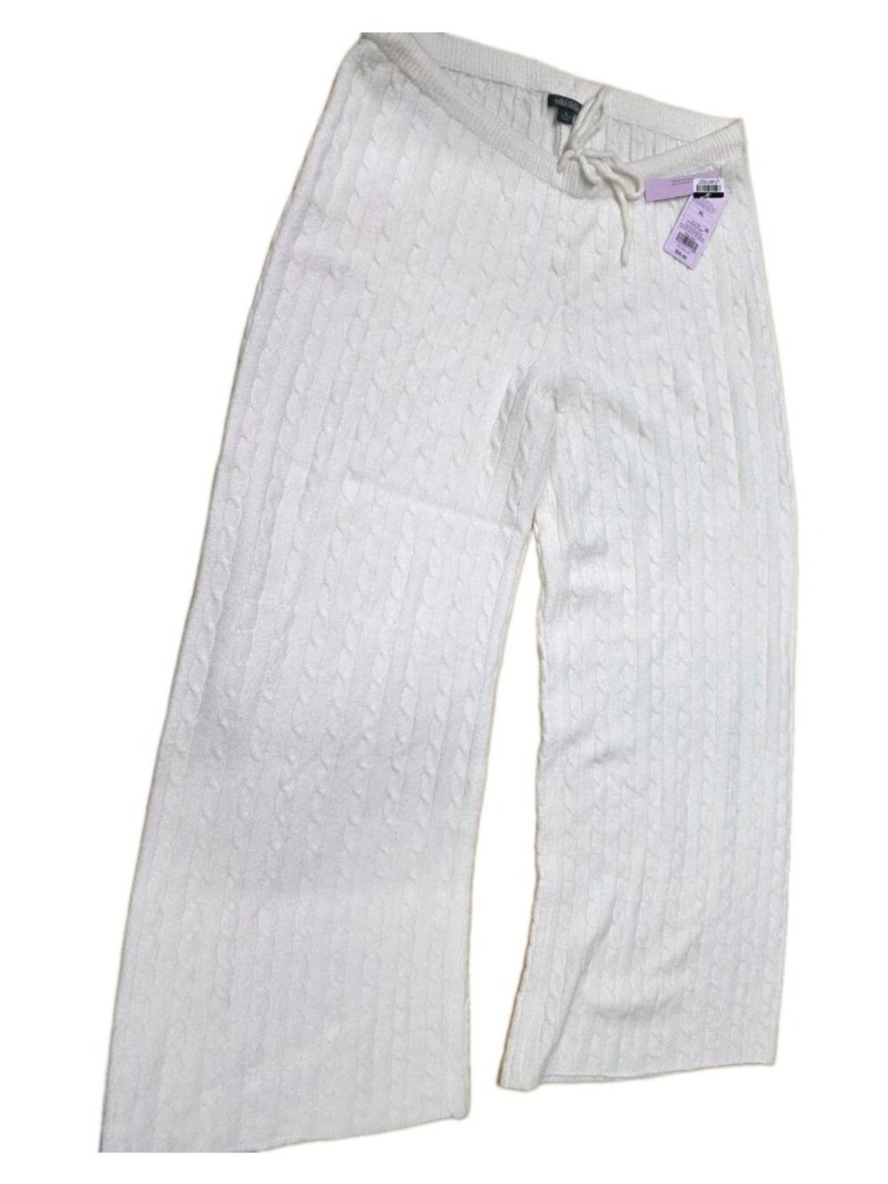 Wild Fable Women’s XLIvory Cable Knit Wide Leg Sweater Pants Drawstring. Wl477